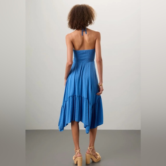 Slate & Willow Blue Asymmetrical Hem Midi Dress • Size S • Resortwear • Like New - Picture 3 of 5